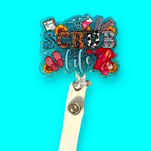 Glitter Scrub Life Badge Retractable Badge Reel for Medical Occupation - Picture 2 of 4